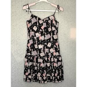 Jesus Diamante Hime Gyaru Thin Strap Tiered Ruffles Black Dress Size XS